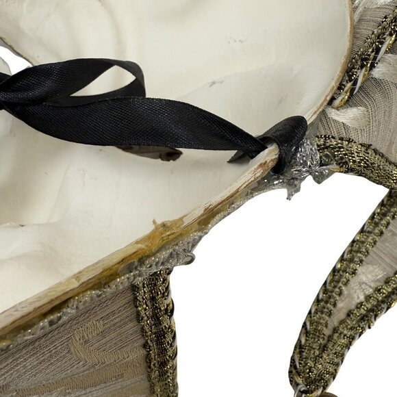 Jester Mask Venetian Style Masquerade Mardigras Wearable Golden Silver Brocade C - Picture 11 of 12